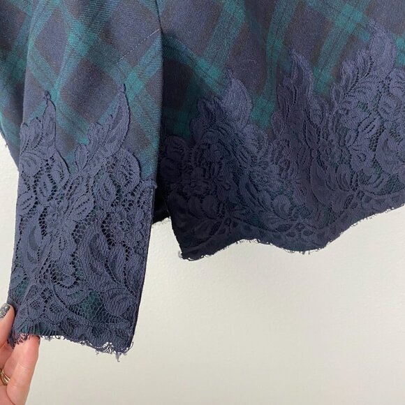 Talbots Wool Blend Plaid Sheath Dress Lace Hem Womens 10 - Picture 5 of 9